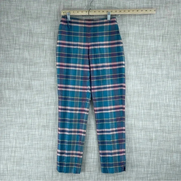 Ralph Lauren silk pants Womens Size 26" waist plaid 3235 - Picture 1 of 9